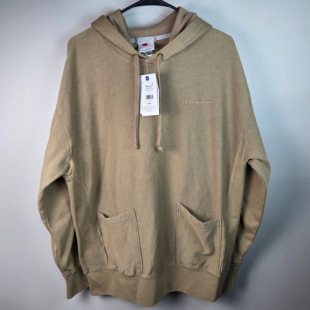 Champion Pullover Hoodie Mens S Khaki NWT Re-Bound Vintage Wash‎ Sweatshirt